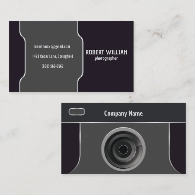 Fotograf Kameralins | Modern Minimalistisk Design Visitkort (Fram/baksida)