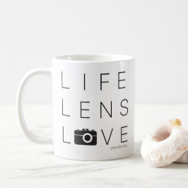 Fotograf LENS för LIV för kärlekmugg | KÄRLEK Kaffemugg