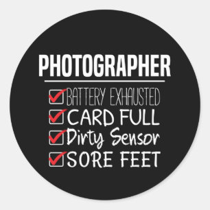 Fotograf Life - Funny checklista för fotografi Runt Klistermärke