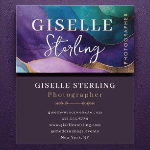 Fotograf Lila Guld Modern Watercolor Visitkort
