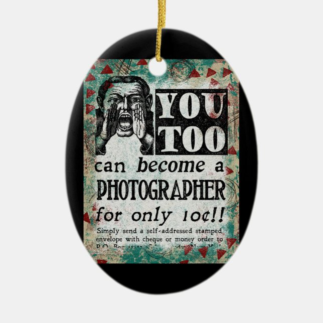 Fotograf - Lustigt Vintage Retro Julgransprydnad Keramik (Framsidan)