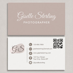 Fotograf Mauve Modern Elegant QR-kod Visitkort