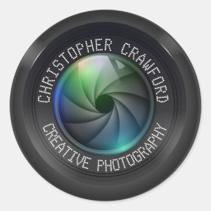 Fotograf och fotografiaffärskamera Lens Runt Klistermärke