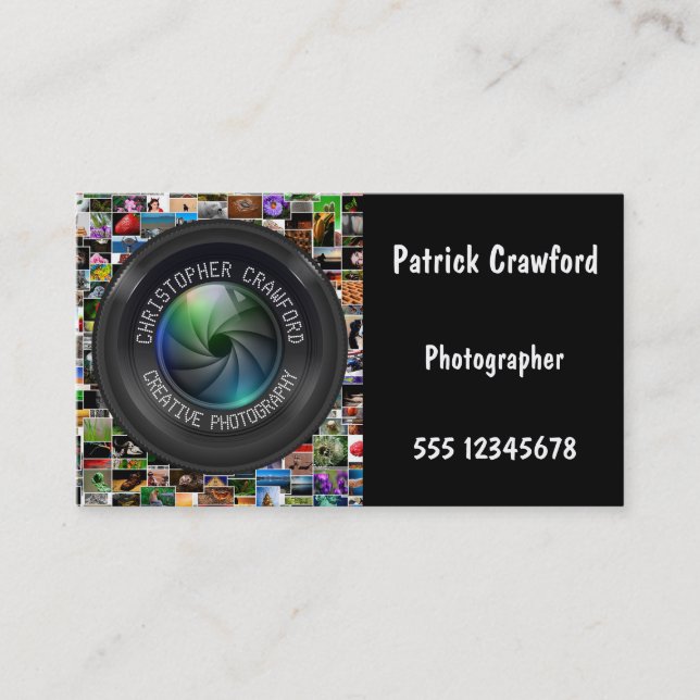 Fotograf och fotografiaffärskamera Lens Visitkort (Framsida)