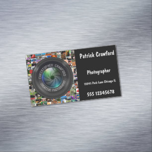 Fotograf- och fotografiarbetskameralboxar magnetiska visitkort