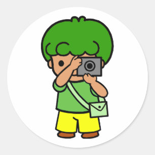 fotograf pojke runt klistermärke