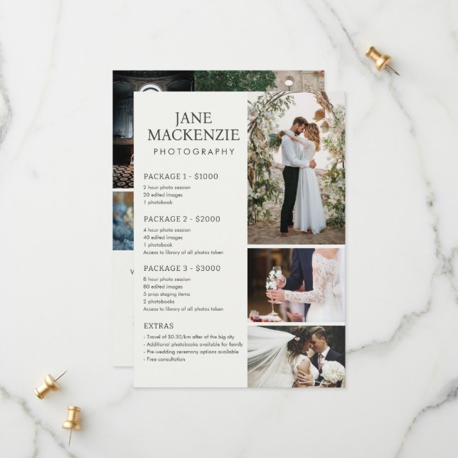 Fotograf | Prisa listtjänster | Platt kort (Fram/Back In Situ)