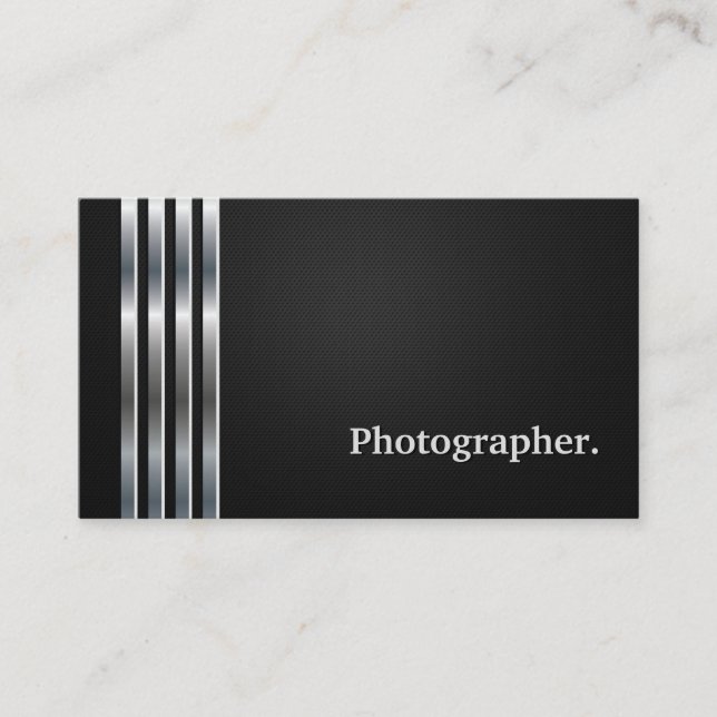 Fotograf Professionell Black Silver Visitkort (Framsida)