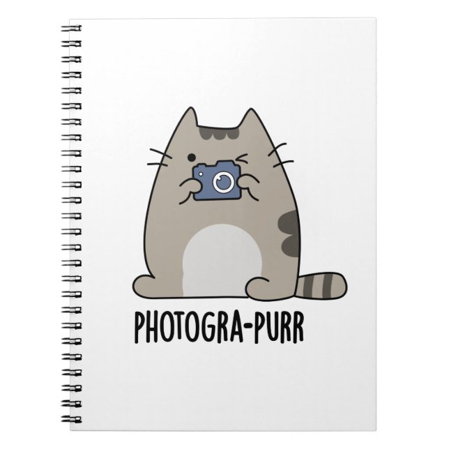 Fotograf-purr Rolig Katt Fotograf Puns Anteckningsbok (Framsidan)