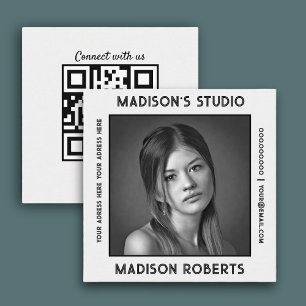 Fotograf QR-anpassningsbar, fotovit chic Fyrkantigt Visitkort