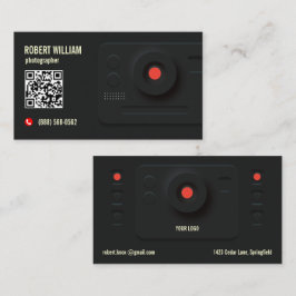 Fotograf QR-kod Modern Svart | Minimalistisk Desig Visitkort