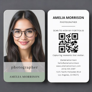 Fotograf Sage Green QR-kod Foto Visitkort