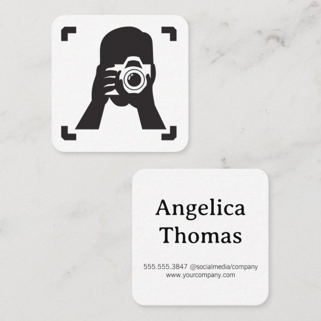 Fotograf som tar Bild Fyrkantigt Visitkort (Fram/baksida)