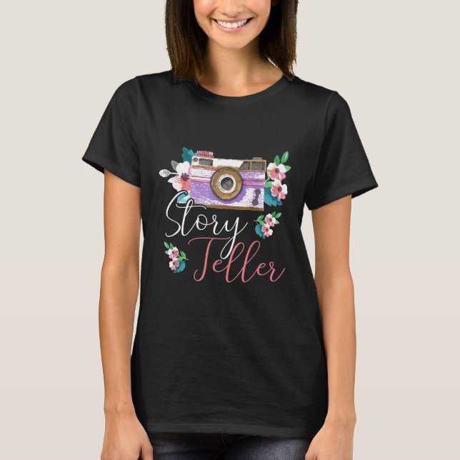 Fotograf Storyteller Blommigt Vatten Färg Camera T Shirt (Framsida)