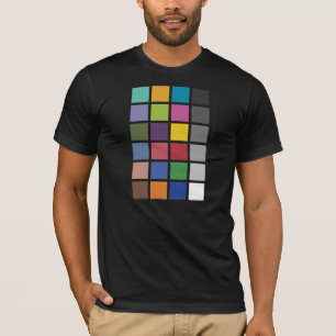 Fotograf utslagsplats för färgkontrollör t shirt