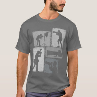 Fotograf Vintage Collage Fotografi Män Foto T Shirt