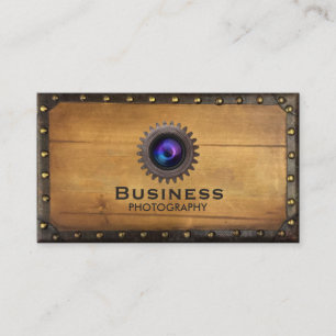 Fotograf vintage inramade gammala Wood Steampunk Visitkort