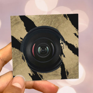Fotografen som modernt guld borstar, slår fyrkantigt visitkort