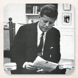Fotografera av John F. Kennedy 2 Underlägg Papper Kvadrat