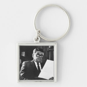 Fotografera av Ronald Reagan Fyrkantig Silverfärgad Nyckelring