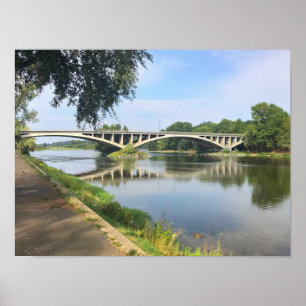 Fotografera bro över floden Loire i Tours Frankrik Poster