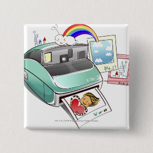 Fotografera kommande ut ur en ögonblickkamera knapp