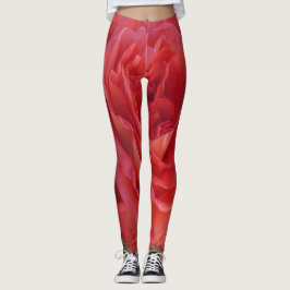Fotograferad röd ros leggings