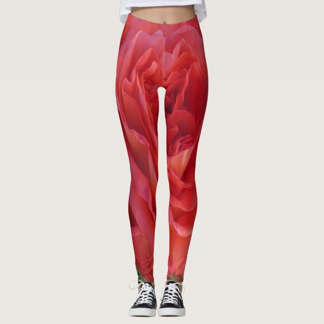 Fotograferad röd ros leggings (Framsida)
