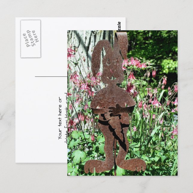 Fotografering av Rostig Kanin Blomsterträdgård Vykort (Fram/baksida)