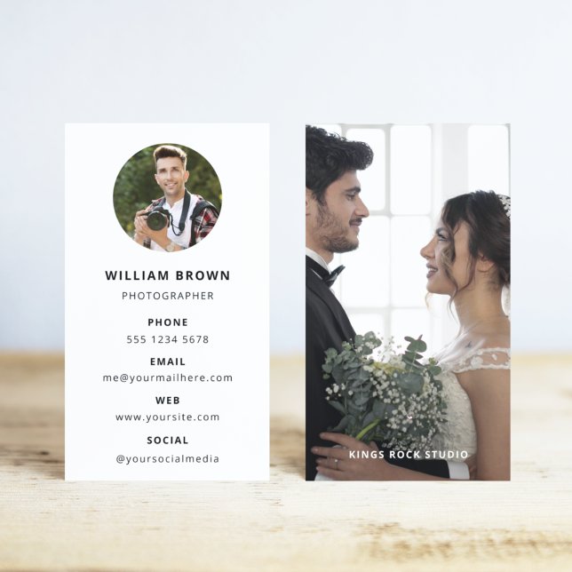 Fotografering Modern Minimalistisk Enkel Foto Visitkort (Photo Square Business Card)