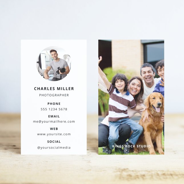 Fotografering Modern Minimalistisk Enkel Foto Visitkort (Photo Square Business Card)