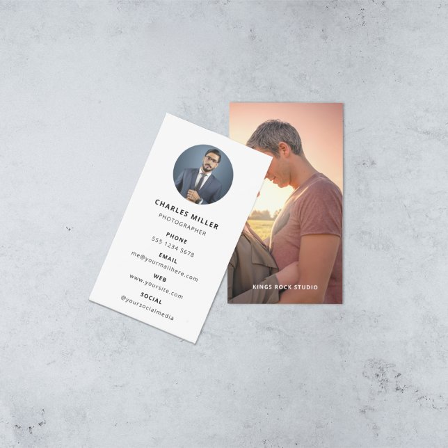 Fotografering Modern Minimalistisk Enkel Foto Visitkort (Photo Square Business Card)