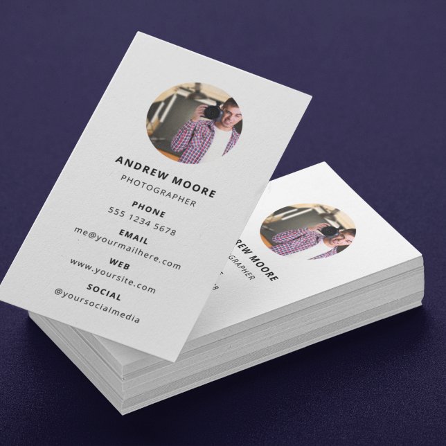 Fotografering Modern Minimalistisk Enkel Foto Visitkort (Photography Modern Minimal Simple Photo Business Card)