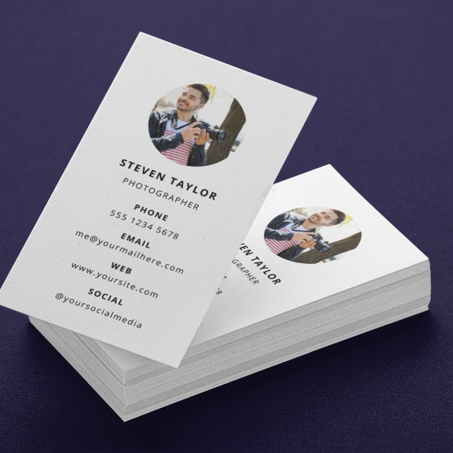Fotografering Modern Minimalistisk Enkel Foto Visitkort (Photography Modern Minimal Simple Photo Business Card)