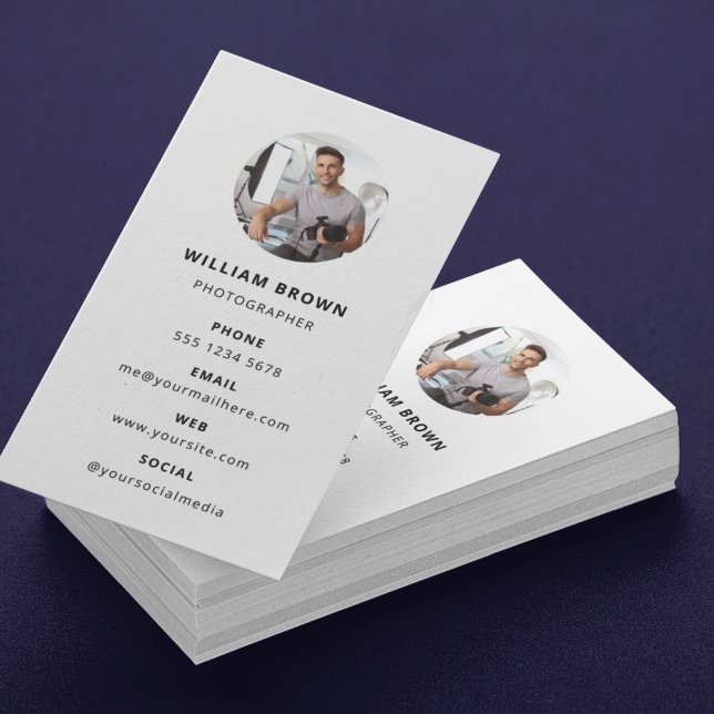 Fotografering Modern Minimalistisk Enkel Foto Visitkort (Photography Modern Minimal Simple Photo Business Card)