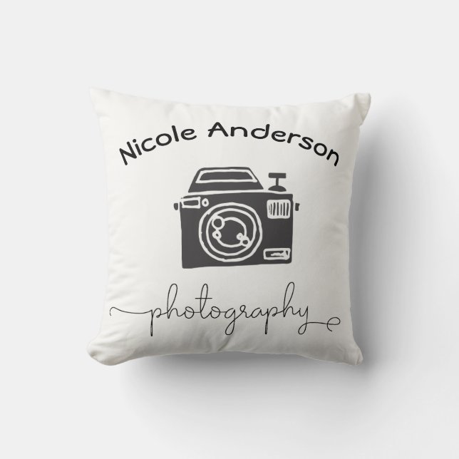 Fotograferingskamera Modern Minimal Logotyp Grafik Kudde (Framsida)
