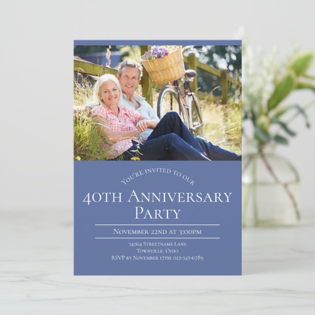 Fotografi 40-års bröllopsjubileum inbjudningar (Stående Fram)