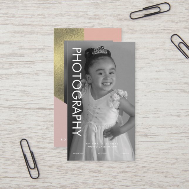 Fotografi - affärsformer Färg - block Faux Foil Visitkort (Fram/Back In Situ)