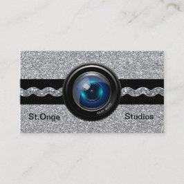 Fotografi Affärskort Silver Elegant Monogram Visitkort
