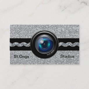 Fotografi Affärskort Silver Elegant Monogram Visitkort