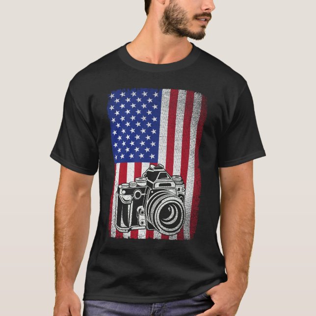 Fotografi Älskare American Flagga T Shirt (Framsida)