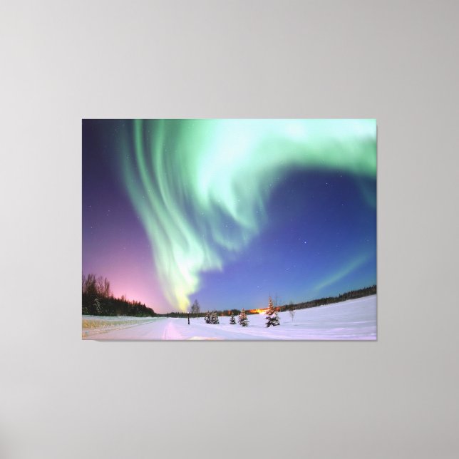 Fotografi av Alaska i norra Ljus Canvastryck (Framsida)