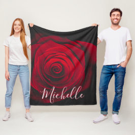 Fotografi av anpassningsbar mongram röd ros vintag fleecefilt