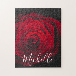 Fotografi av anpassningsbar mongram röd ros vintag pussel