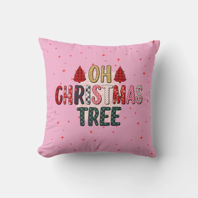 Fotografi av anpassningsbarna Cute rosa OH Julgran Kudde (Framsida)