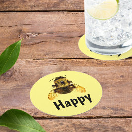 Fotografi av Bee Lycklig BumbleBee-Roligten Underlägg Papper Rund