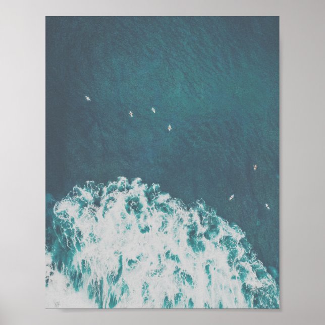 Fotografi av Big Blue Ocean Aerial Beach View Poster (Framsidan)