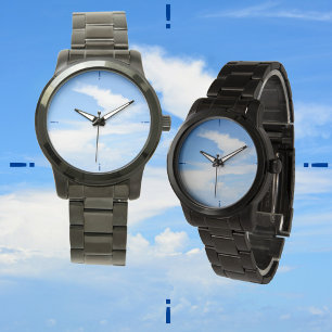 Fotografi av Blå himmel Swirling White Cloud Armbandsur