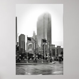 Fotografi av Black and White Chicago USA FLAGGA Poster