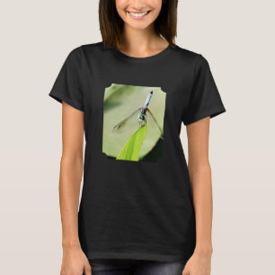 Fotografi av Blue Dragonfly grönt löv Nature Fotog T Shirt